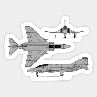 F-4 Phantom Tri-view Sticker